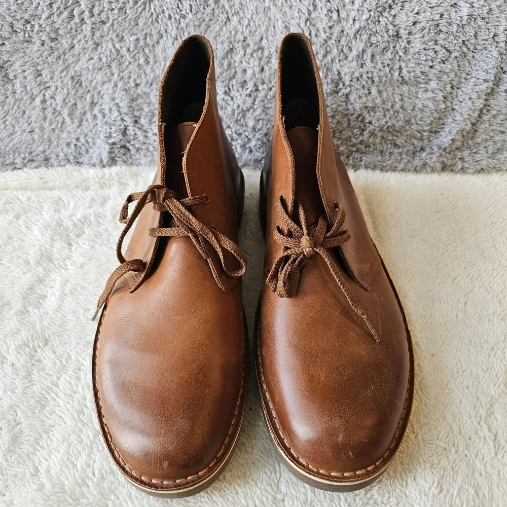 Clarks Men Leather Bushacre 2 Chukka Lace Up Desert Ankle Boots Brown Beeswax 12